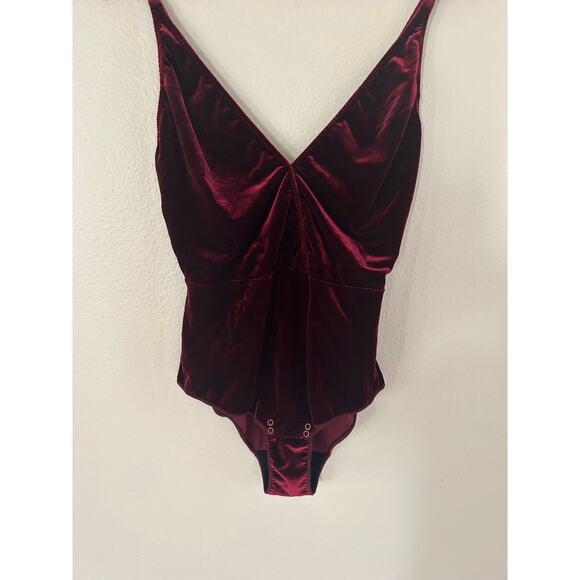 Vintage Undress Code Burgudy Velvet Bodysuit Y2k 90s Whimsigoth Witchy Grunge - Picture 4 of 6